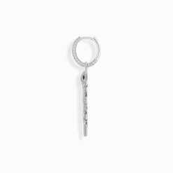 Online Boucle d'oreille simple serpent en argent avec pierres blanches Femme Créoles|Argent 925