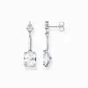 Hot Boucles d'oreilles avec pierres blanches argent Femme Boucles D'oreilles