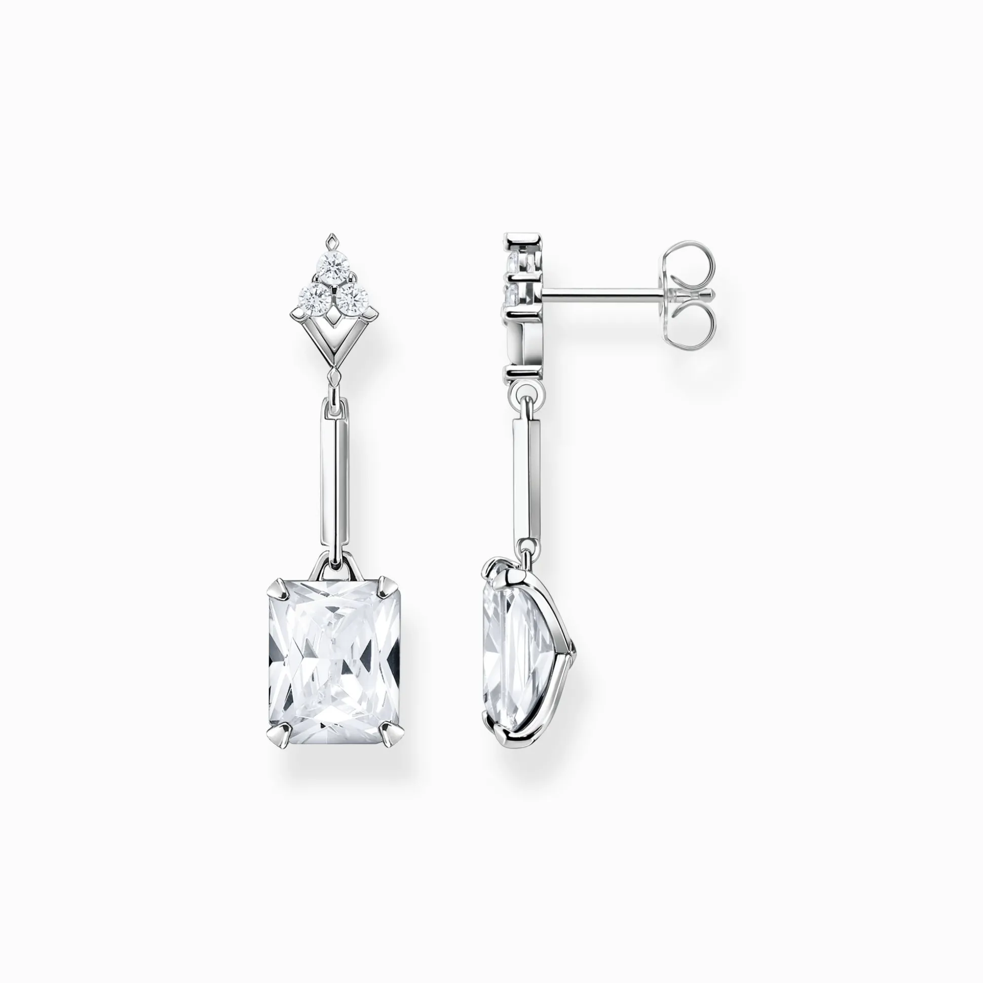 Hot Boucles d'oreilles avec pierres blanches argent Femme Boucles D'oreilles