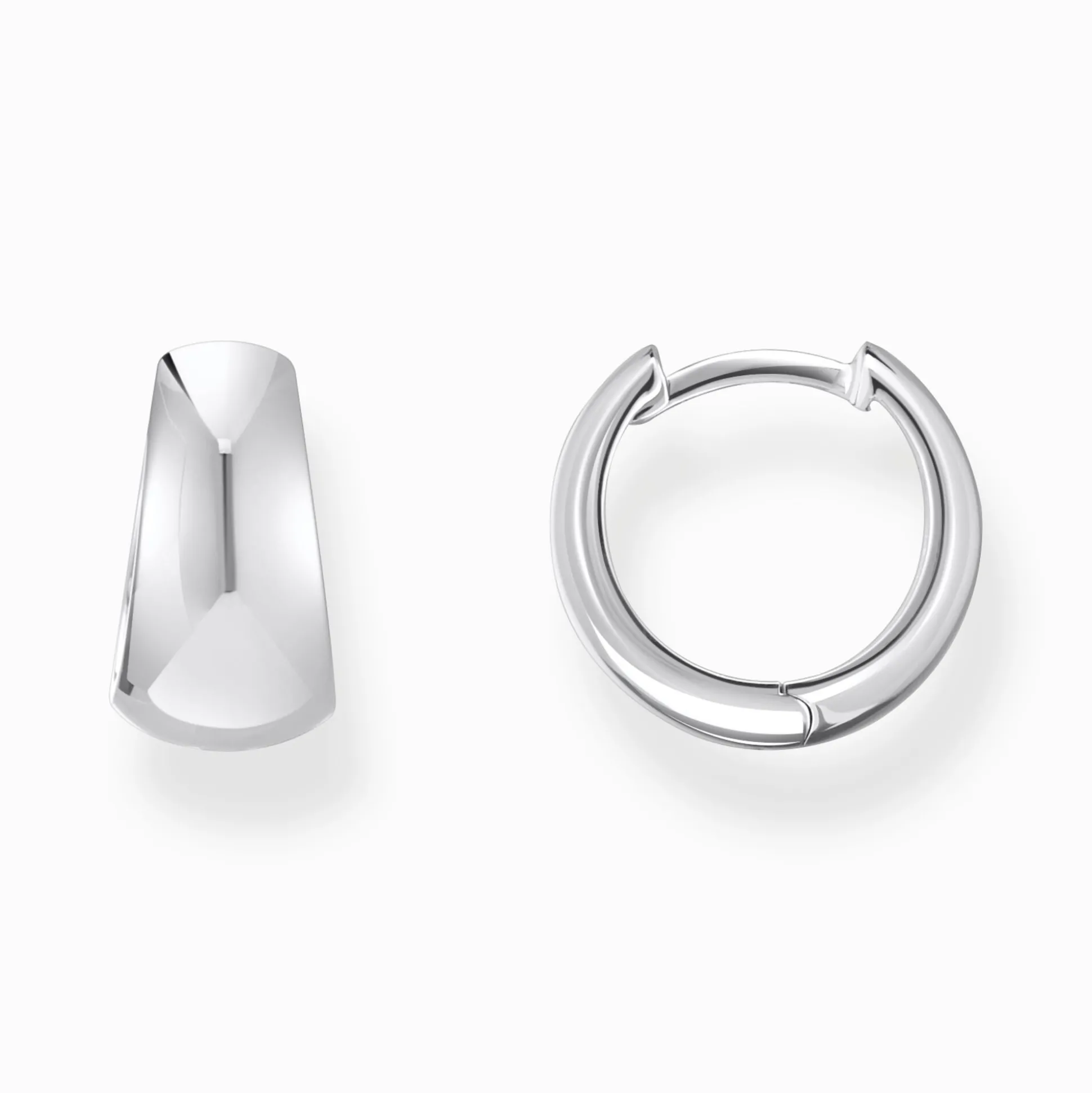 Hot Boucles d'oreilles classiques en argent de forme trapézoïdale massive Femme Créoles|Argent 925