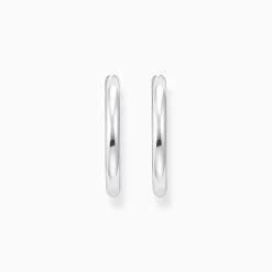 Hot Boucles d'oreilles classiques en argent de forme plus large Femme Créoles