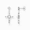 Discount Boucles d'oreilles Croix Cross Romance blanc argent Femme Boucles D'oreilles|Argent 925