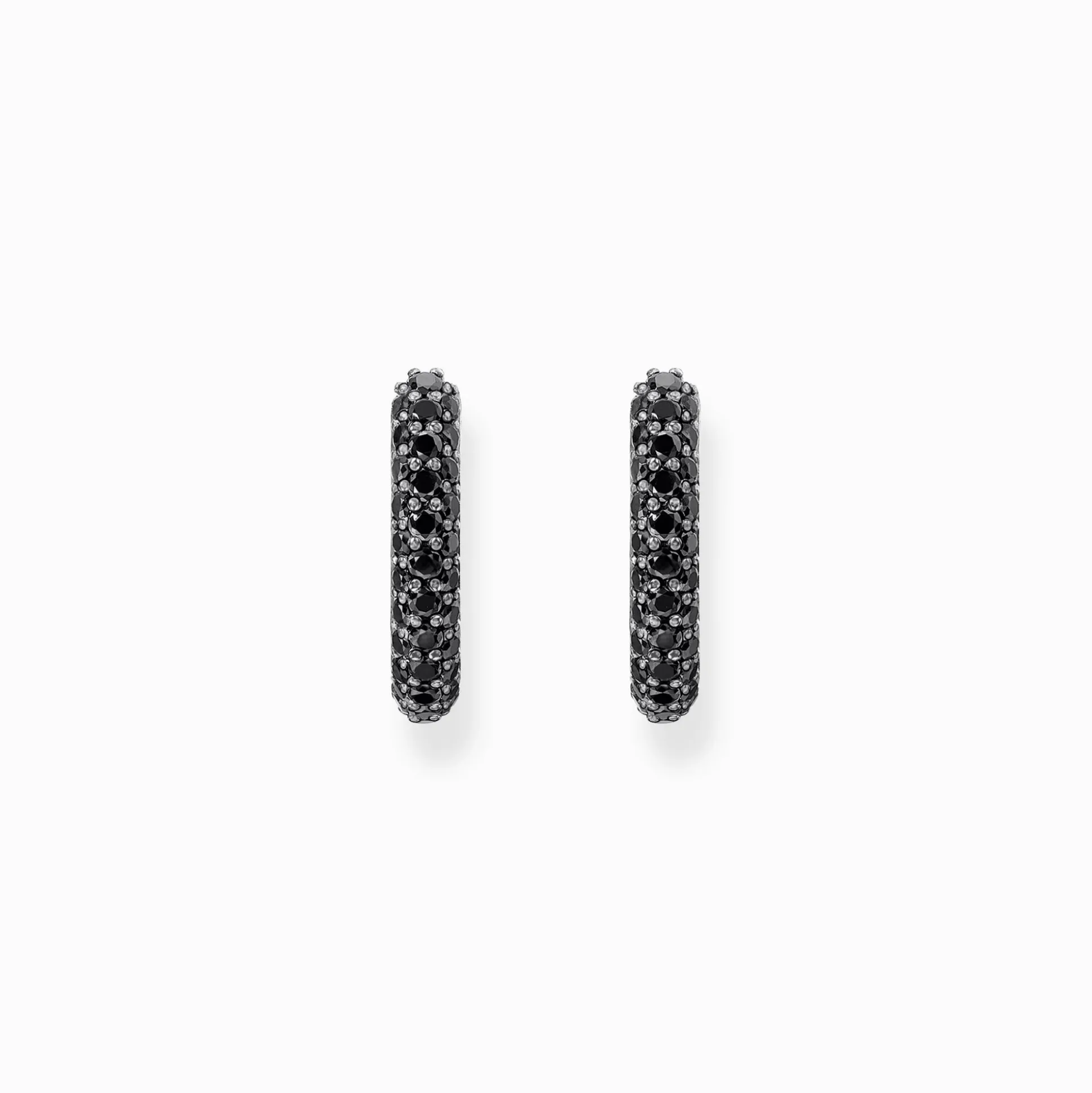 Cheap Boucles d'oreilles en argent avec pavé de zirconium noir Femme Créoles|Argent 925