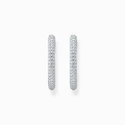 Online Boucles d'oreilles en argent avec zircon blanc Femme Créoles