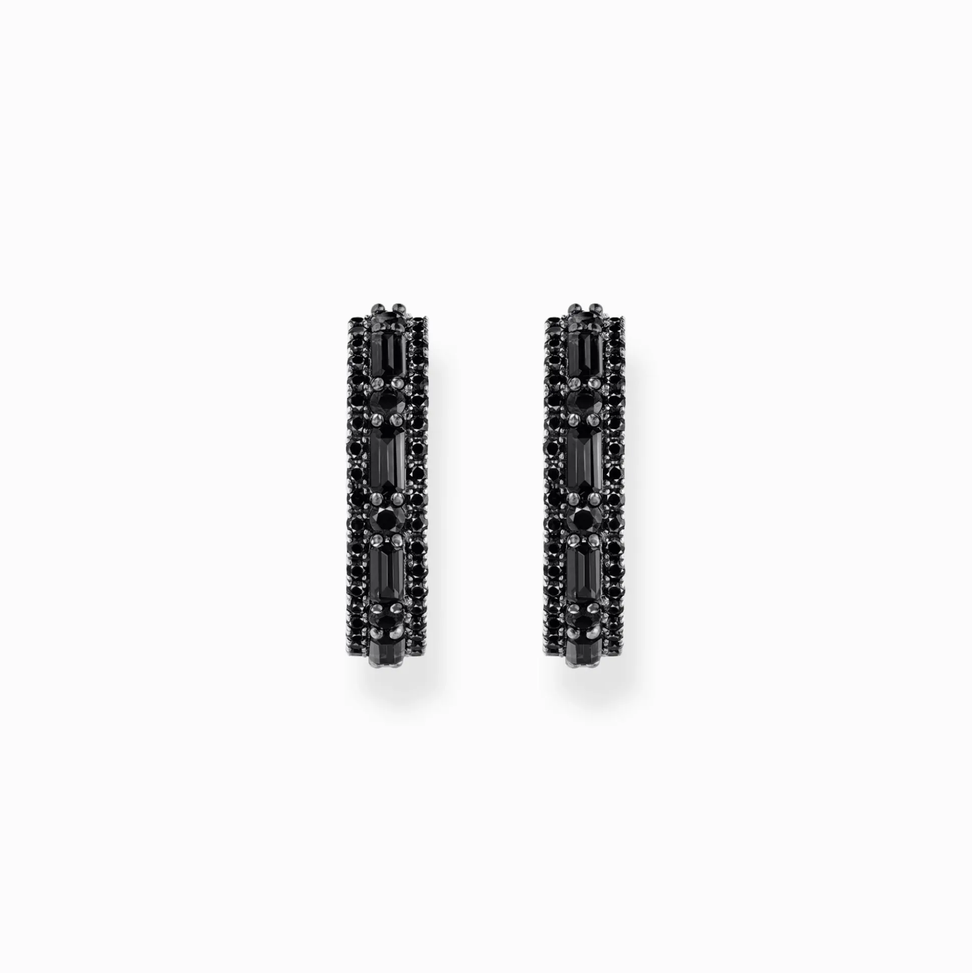 Cheap Boucles d'oreilles en argent noirci avec zircon noir Femme Créoles|Argent 925