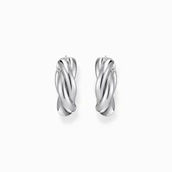 Online Boucles d'oreilles en argent à motif entrelacé Femme Créoles