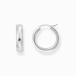 Clearance Boucles d'oreilles en argent de taille moyenne avec un design épais Femme Créoles