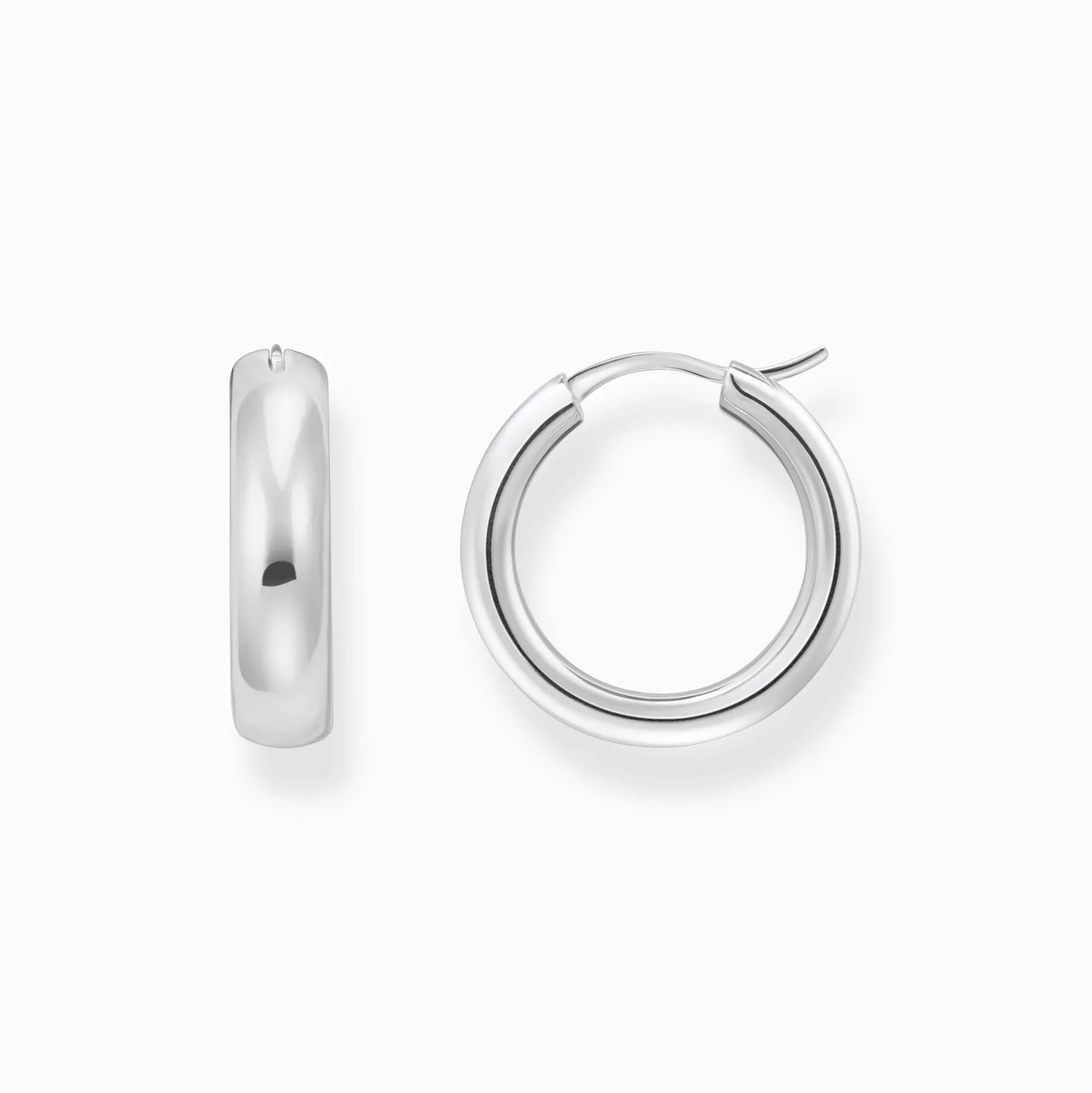 Clearance Boucles d'oreilles en argent de taille moyenne avec un design épais Femme Créoles
