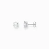 Best Sale Boucles d'oreilles en argent avec gros zircon blanc Femme Clous D'oreilles