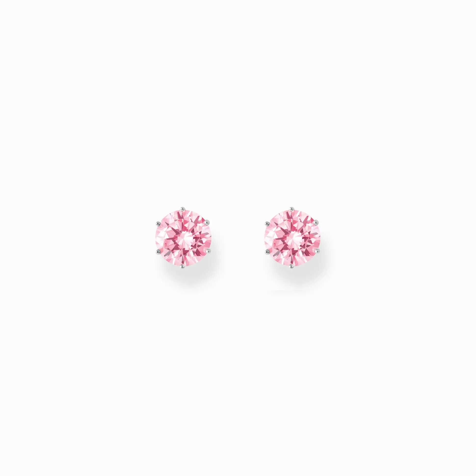 New Boucles d'oreilles en argent avec gros zircon rose Femme Clous D'oreilles