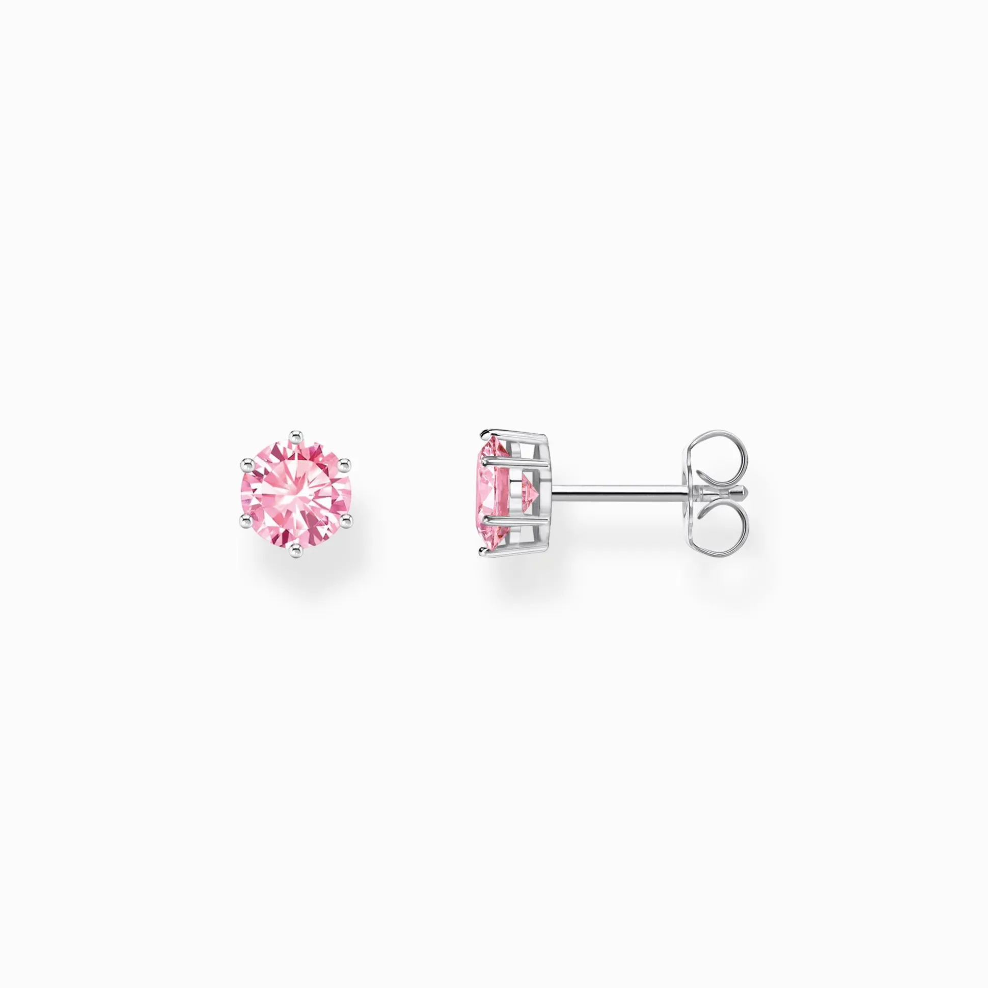 New Boucles d'oreilles en argent avec zircon rose en taille brillant Femme Clous D'oreilles