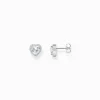 Cheap Boucles d'oreilles en argent en forme de cœur avec zircon blanc Femme Clous D'oreilles|Argent 925