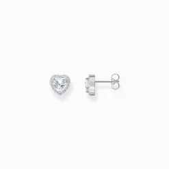 Cheap Boucles d'oreilles en argent en forme de cœur avec zircon blanc Femme Clous D'oreilles|Argent 925