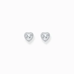 Cheap Boucles d'oreilles en argent en forme de cœur avec zircon blanc Femme Clous D'oreilles|Argent 925