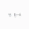 Online Boucles d'oreilles en argent en forme de cœur avec zircon blanc Femme Clous D'oreilles|Argent 925