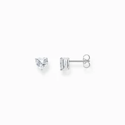 Online Boucles d'oreilles en argent en forme de cœur avec zircon blanc Femme Clous D'oreilles|Argent 925
