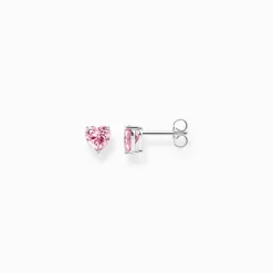 Flash Sale Boucles d'oreilles en argent en forme de cœur avec zircon rose Femme Clous D'oreilles