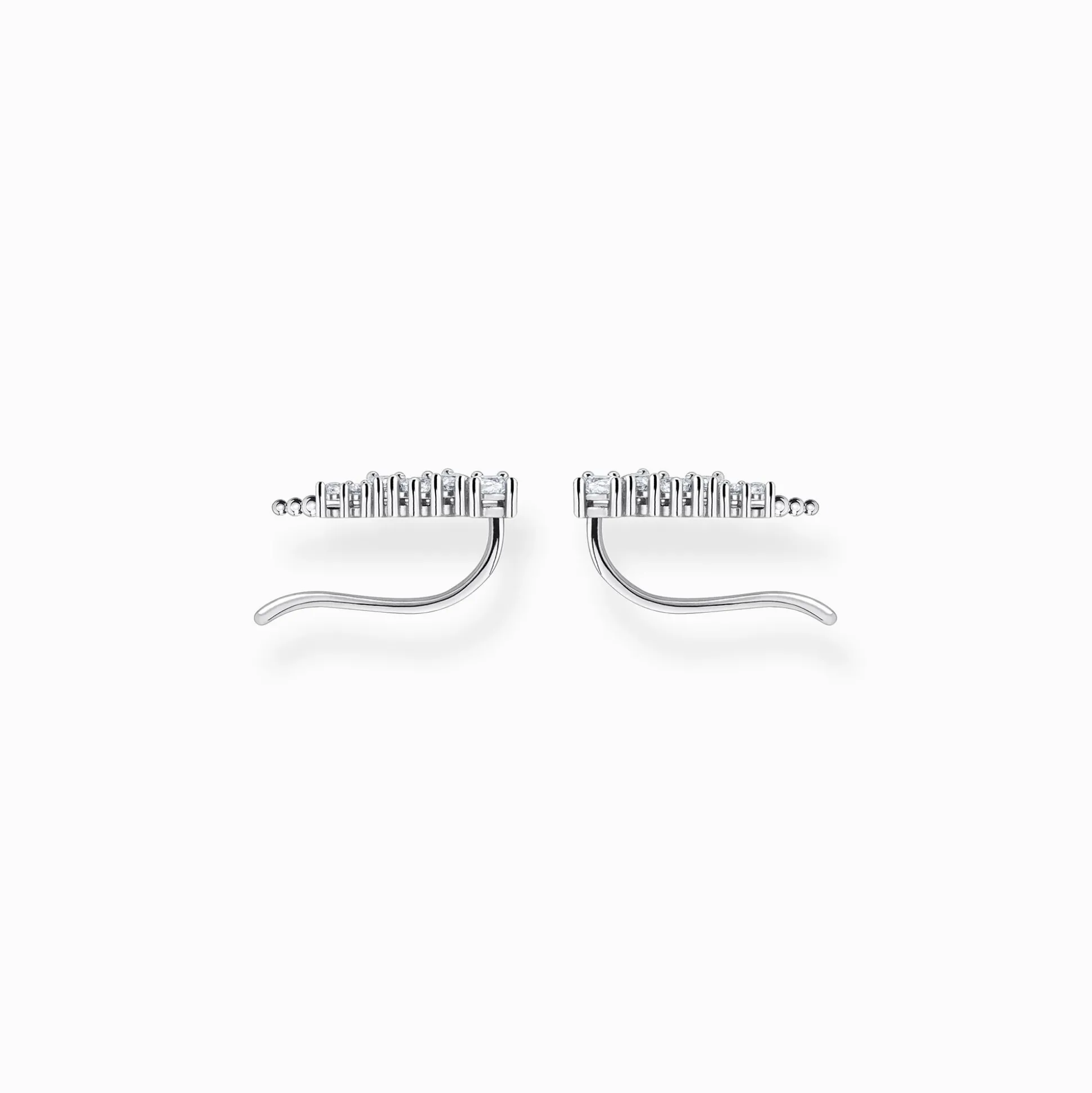 Hot Boucles d'oreilles grimpante pierres blanches argent Femme Clous D'oreilles