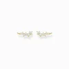 Fashion Boucles d'oreilles grimpante blanche pierres or Femme Clous D'oreilles|Placage Or 18 Carats - Argent 925
