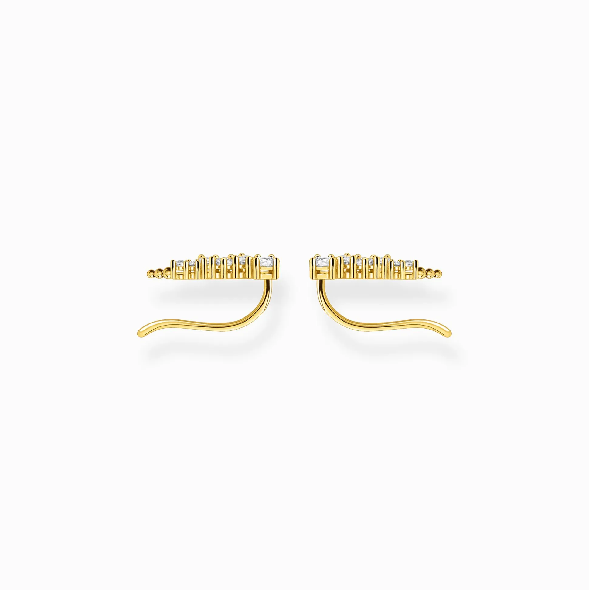 Fashion Boucles d'oreilles grimpante blanche pierres or Femme Clous D'oreilles|Placage Or 18 Carats - Argent 925