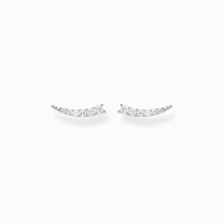 Flash Sale Boucles d'oreilles grimpante pierres blanches argent Femme Clous D'oreilles