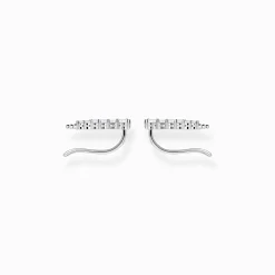 Flash Sale Boucles d'oreilles grimpante pierres blanches argent Femme Clous D'oreilles