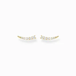 Store Boucles d'oreilles grimpante blanche pierres or Femme Clous D'oreilles
