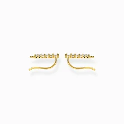 Store Boucles d'oreilles grimpante blanche pierres or Femme Clous D'oreilles