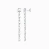 Online Boucles d'oreilles longues en argent avec zircon blanc Femme Boucles D'oreilles|Argent 925