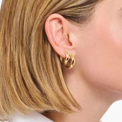 Sale Boucles d'oreilles moyennes en plaqué or avec un design épais Femme Créoles
