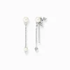 Store Boucles d'oreilles perle avec rayons de soleil hivernaux argentés Femme Boucles D'oreilles|Argent 925