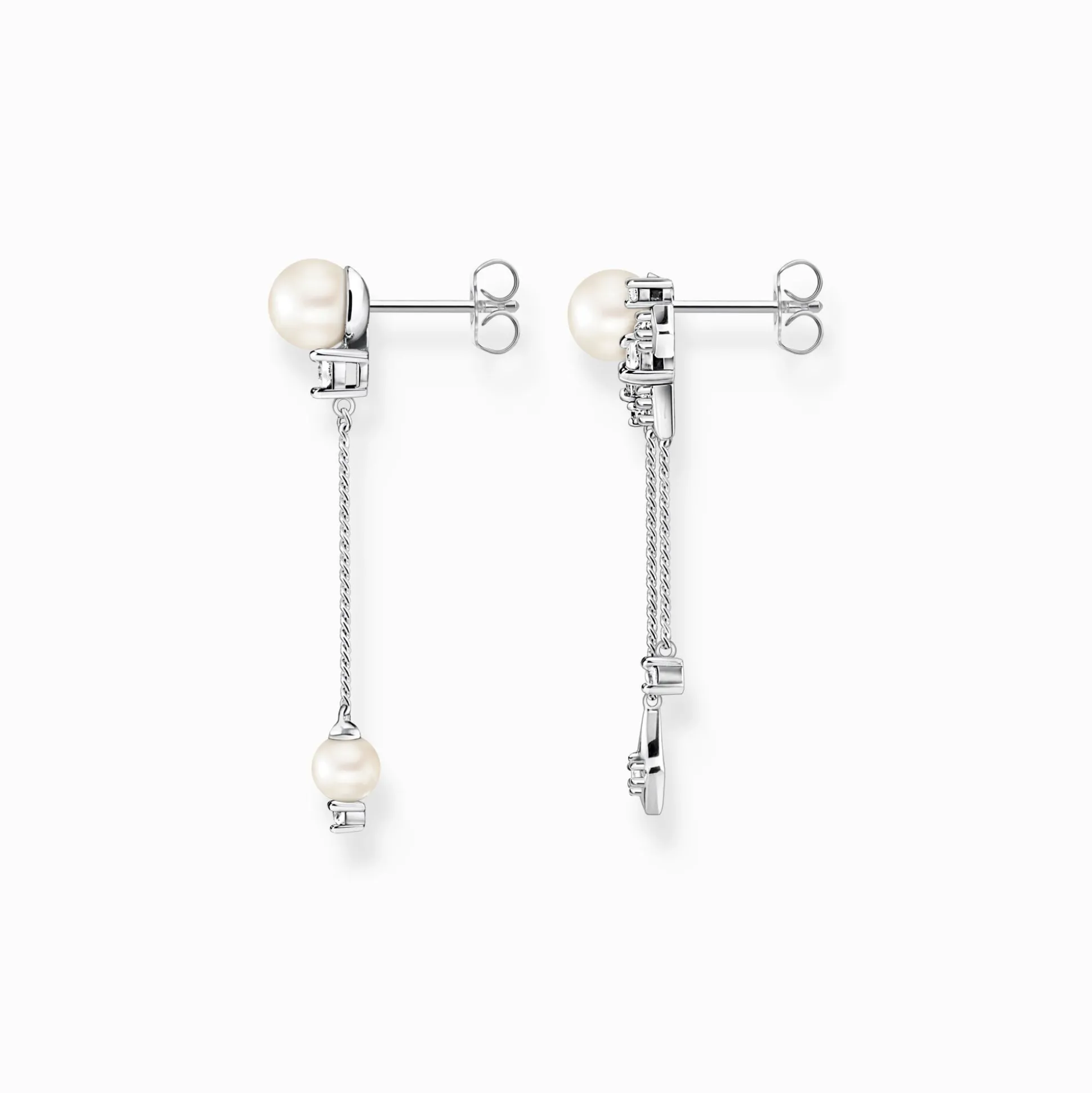 Store Boucles d'oreilles perle avec rayons de soleil hivernaux argentés Femme Boucles D'oreilles|Argent 925