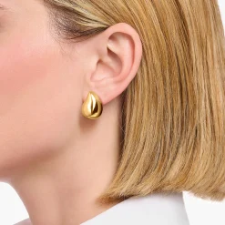 Discount Boucles d'oreilles plaquées or en forme de goutte organique Femme Boucles D'oreilles