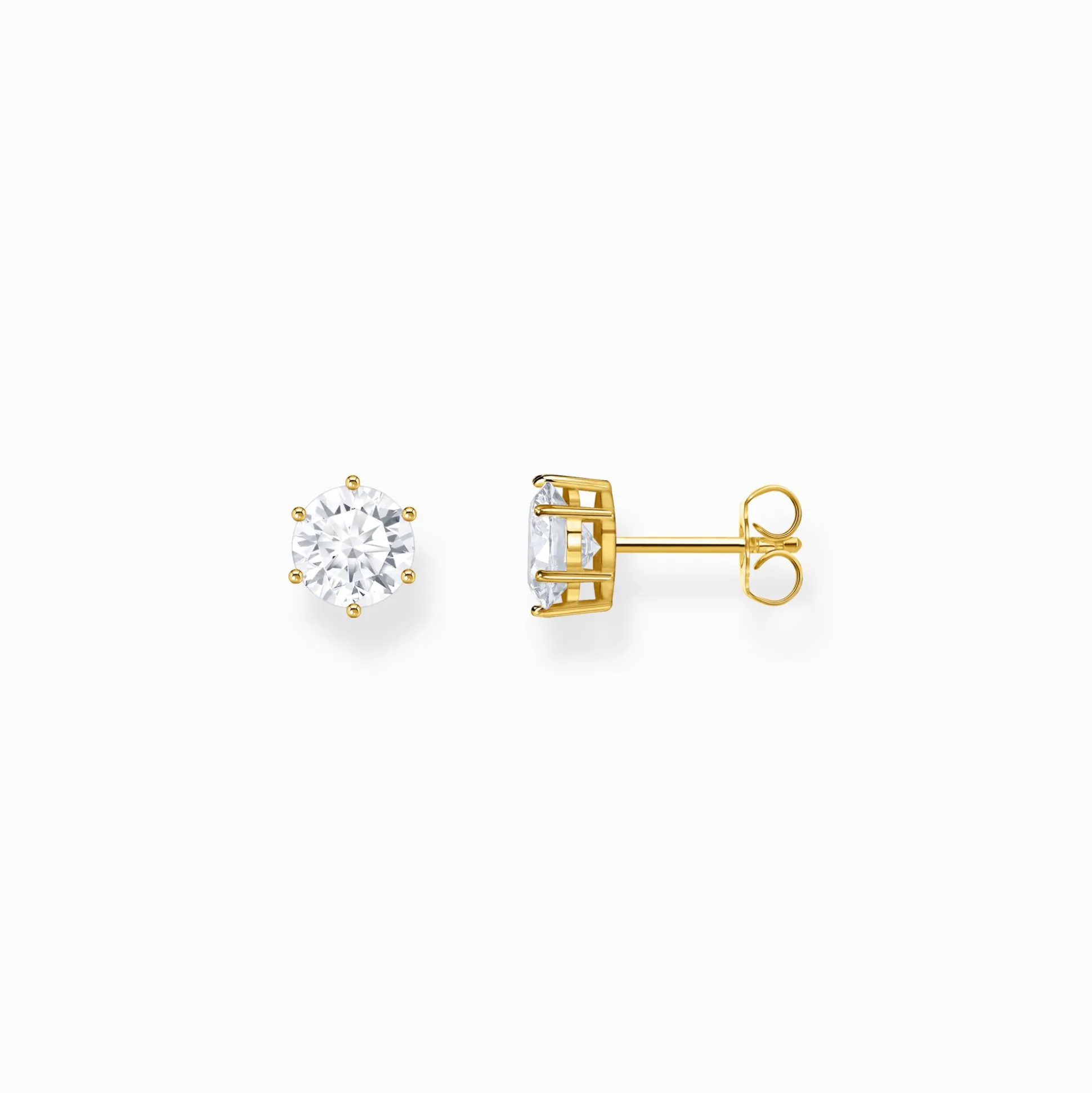 Flash Sale Boucles d'oreilles plaquées or avec gros zircon blanc Femme Clous D'oreilles|Placage Or 18 Carats - Argent 925