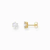 Discount Boucles d'oreilles plaquées or avec zircon blanc en taille brillant Femme Clous D'oreilles