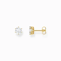 Discount Boucles d'oreilles plaquées or avec zircon blanc en taille brillant Femme Clous D'oreilles