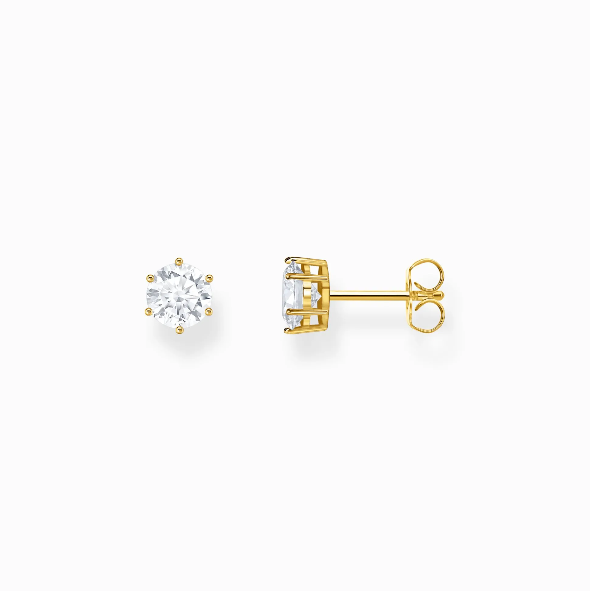 Discount Boucles d'oreilles plaquées or avec zircon blanc en taille brillant Femme Clous D'oreilles