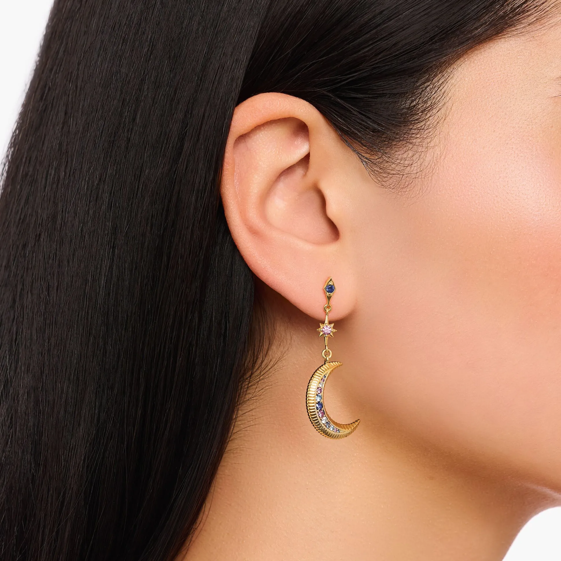 Cheap Boucles d'oreilles royaltie étoile & lune Femme Boucles D'oreilles