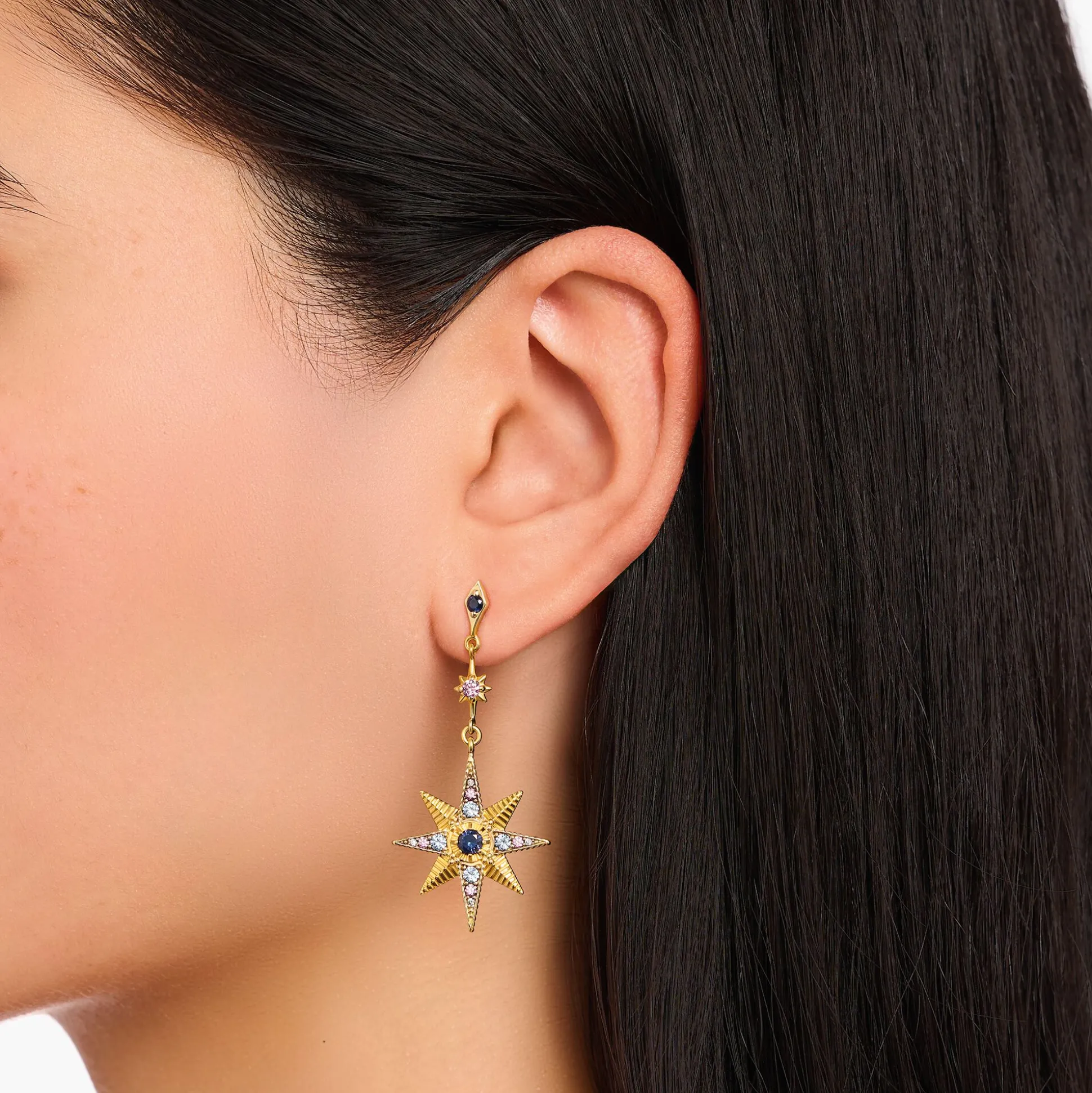 Cheap Boucles d'oreilles royaltie étoile & lune Femme Boucles D'oreilles