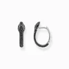 Outlet Boucles d'oreilles serpent noirci en argent avec zircon noir Femme Créoles|Argent 925