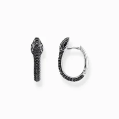 Outlet Boucles d'oreilles serpent noirci en argent avec zircon noir Femme Créoles|Argent 925