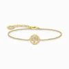 Hot Bracelet à breloque TreeofLove, émail blanc, doré Femme Bracelets|Placage Or 18 Carats - Argent 925