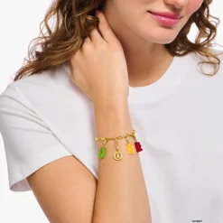 Outlet Bracelet à Charms avec anneau logoté Ours d’or, doré Femme Bracelets|Charm Bracelets
