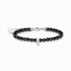 Discount Bracelet à Charms, Beads noirs et argent Femme Charm Bracelets|Charm Bracelets