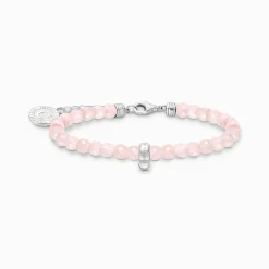 Sale Bracelet à Charms, Beads roses et argent Femme Charm Bracelets|Charm Bracelets