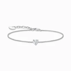 Cheap Bracelet avec cœur en zircone blanche, argent Femme Bracelets|Argent 925