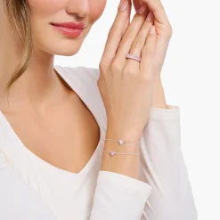 Cheap Bracelet avec cœur en zircone blanche, argent Femme Bracelets|Argent 925