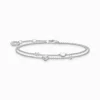 Sale Bracelet avec cœurs et pierres blanches argent Femme Bracelets|Argent 925