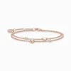 Hot Bracelet avec cœurs et pierres blanches or rose Femme Bracelets|Placage Or Rose 18 Carats - Argent 925