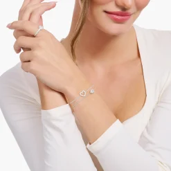 Clearance Bracelet avec goutte en zircone blanche, argent Femme Bracelets